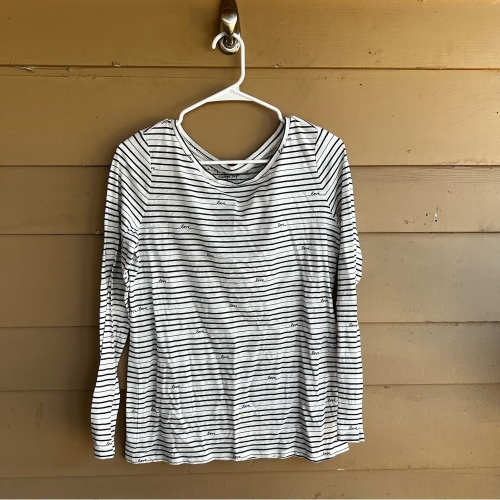 LOFT Vintage Soft Striped Long Sleeve Top - Size S - Casual Comfy Modest